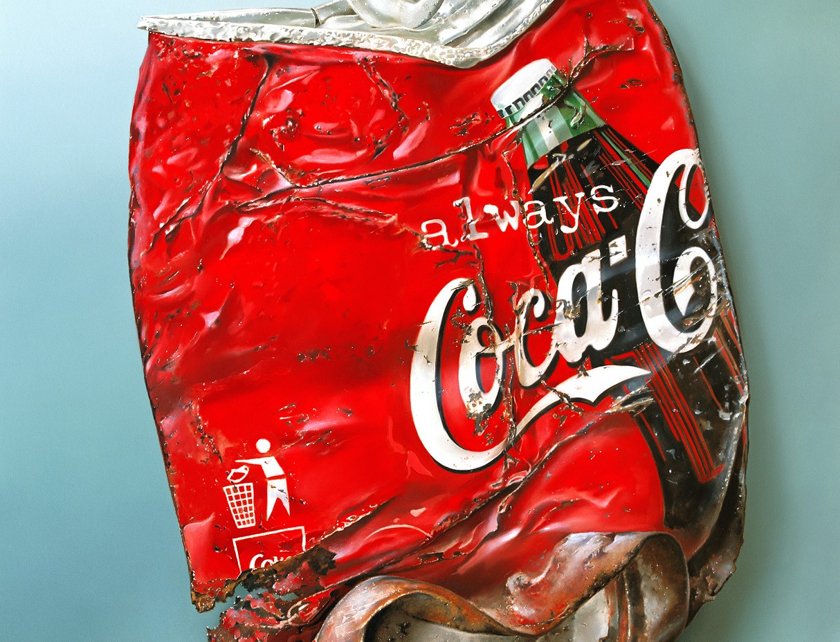 oil painting and print of coke can by artist tjalf sparnaay