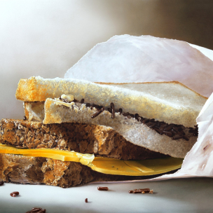 boterhammen met kaas en hagelslag lunch, schilderij Tjalf Sparnaay